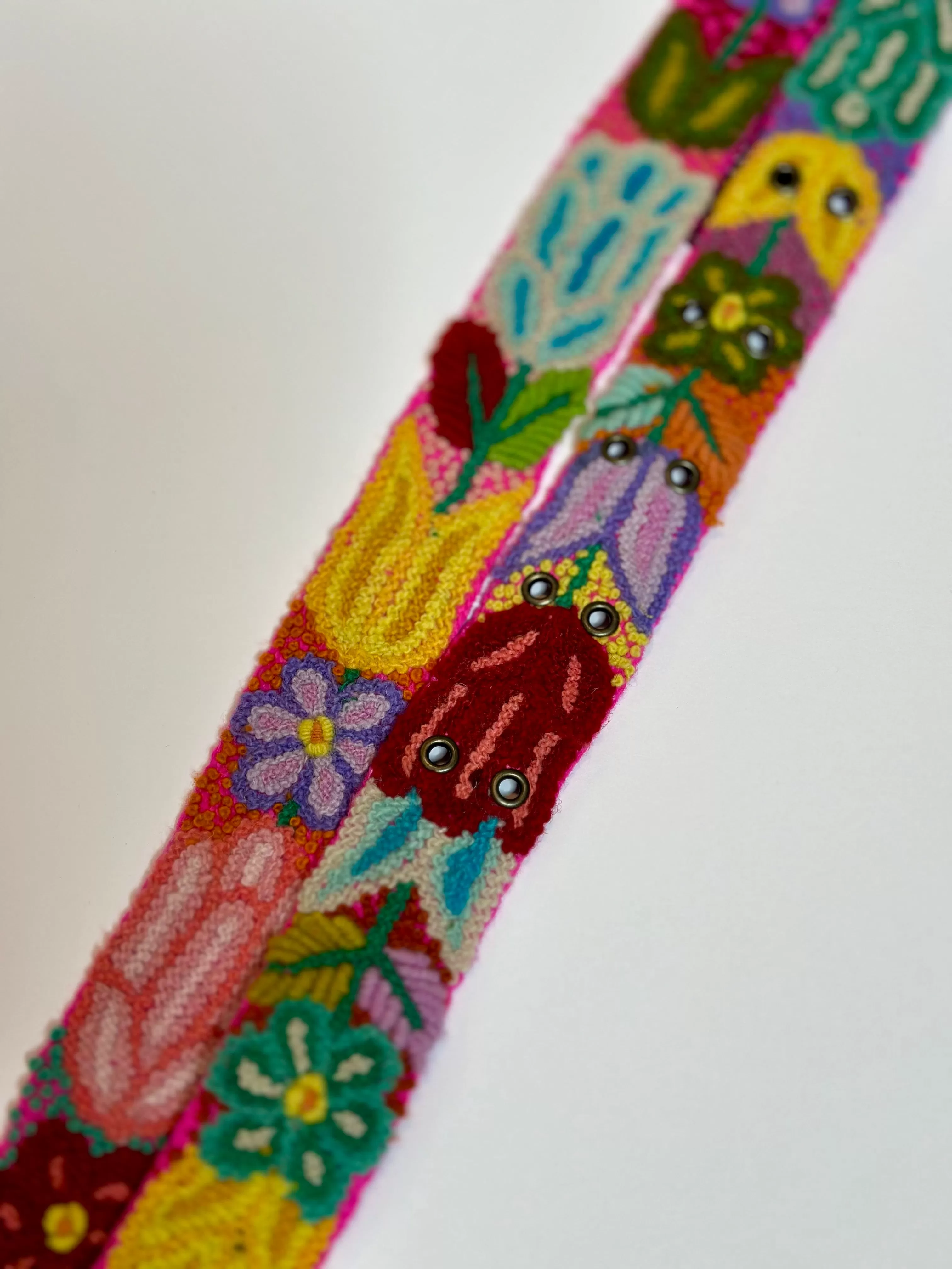 Hot Pink Hand Embroidered Belt