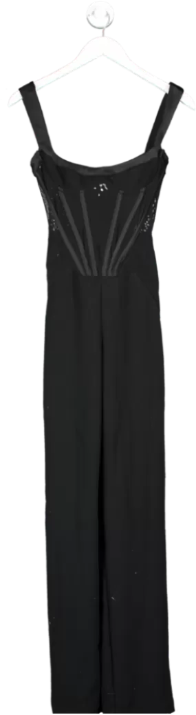 House of CB Mylene Black Corset Jumpsuit UK XS