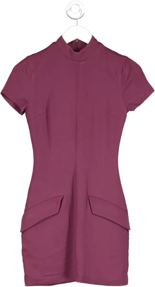 House of CB Purple Alia Flap Pocket Woven Mini Dress UK XS