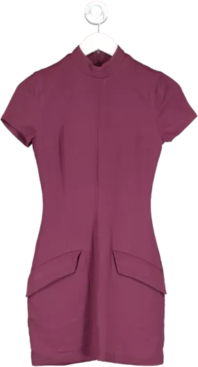 House of CB Purple Alia Flap Pocket Woven Mini Dress UK XS