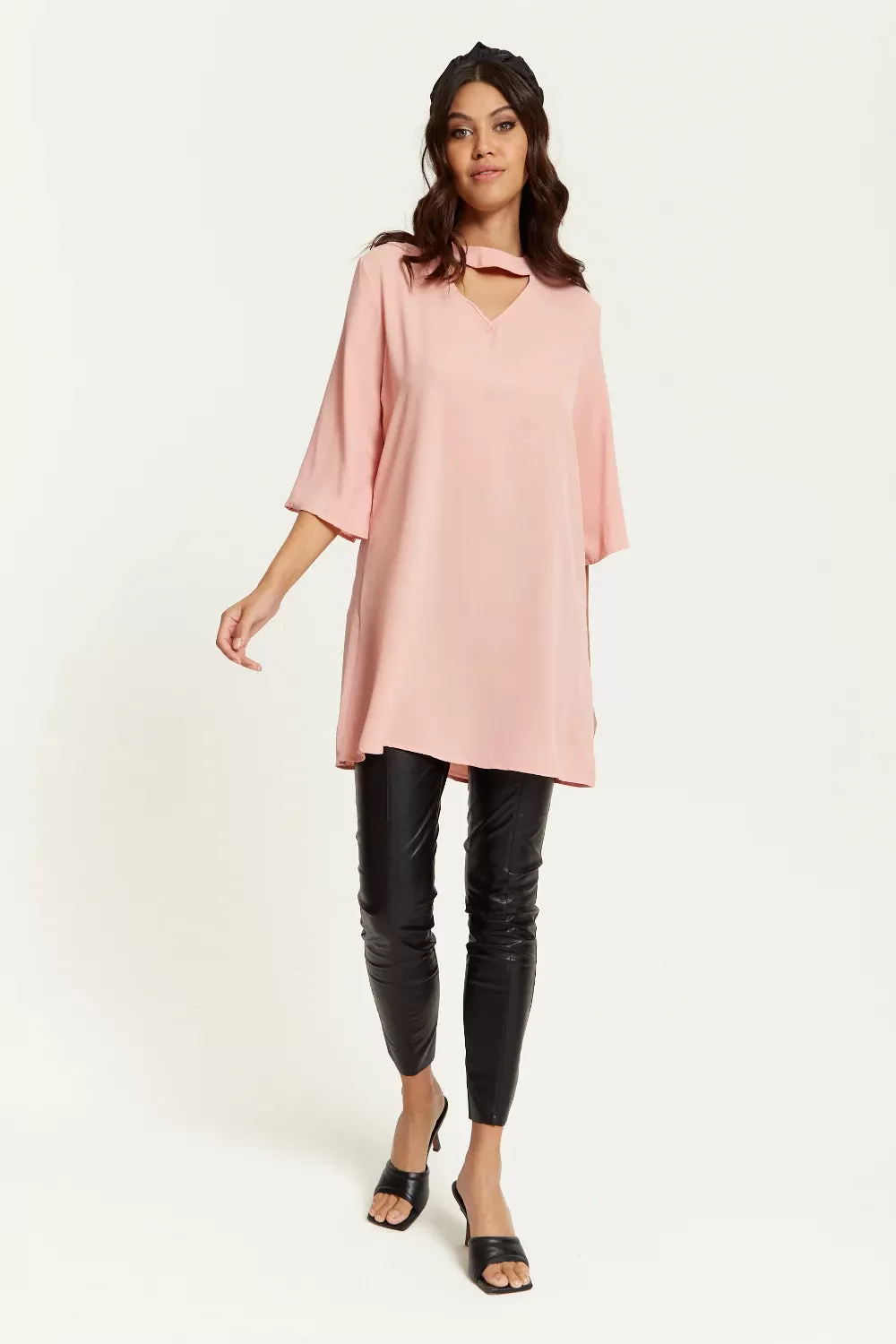 Hoxton Gal Oversized Detailed Neckline Tunic