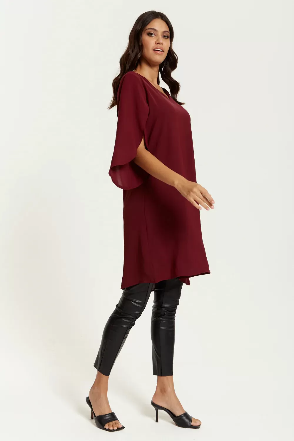 Hoxton Gal Oversized V Neck Tunic With Split Sleeves