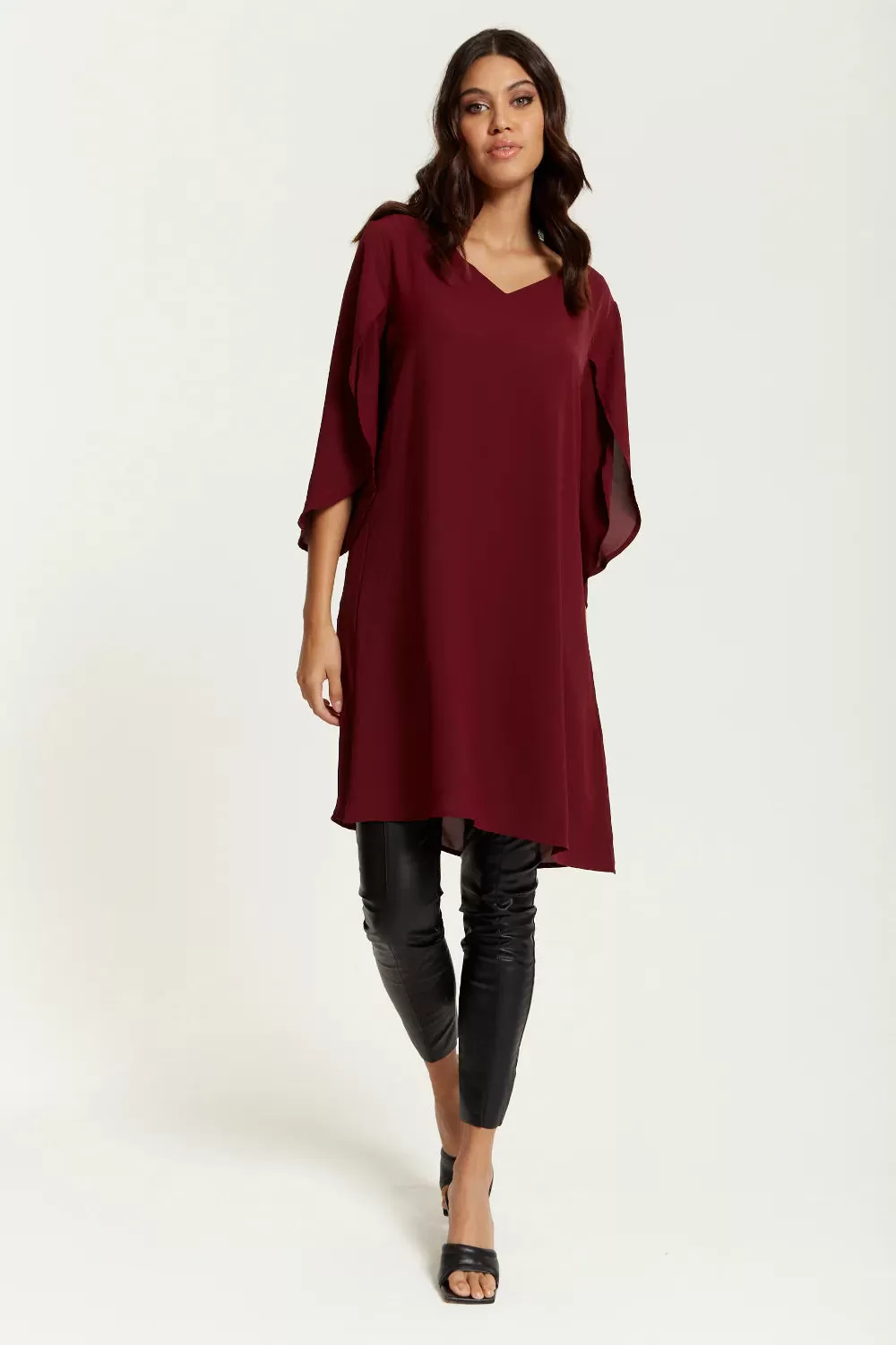 Hoxton Gal Oversized V Neck Tunic With Split Sleeves