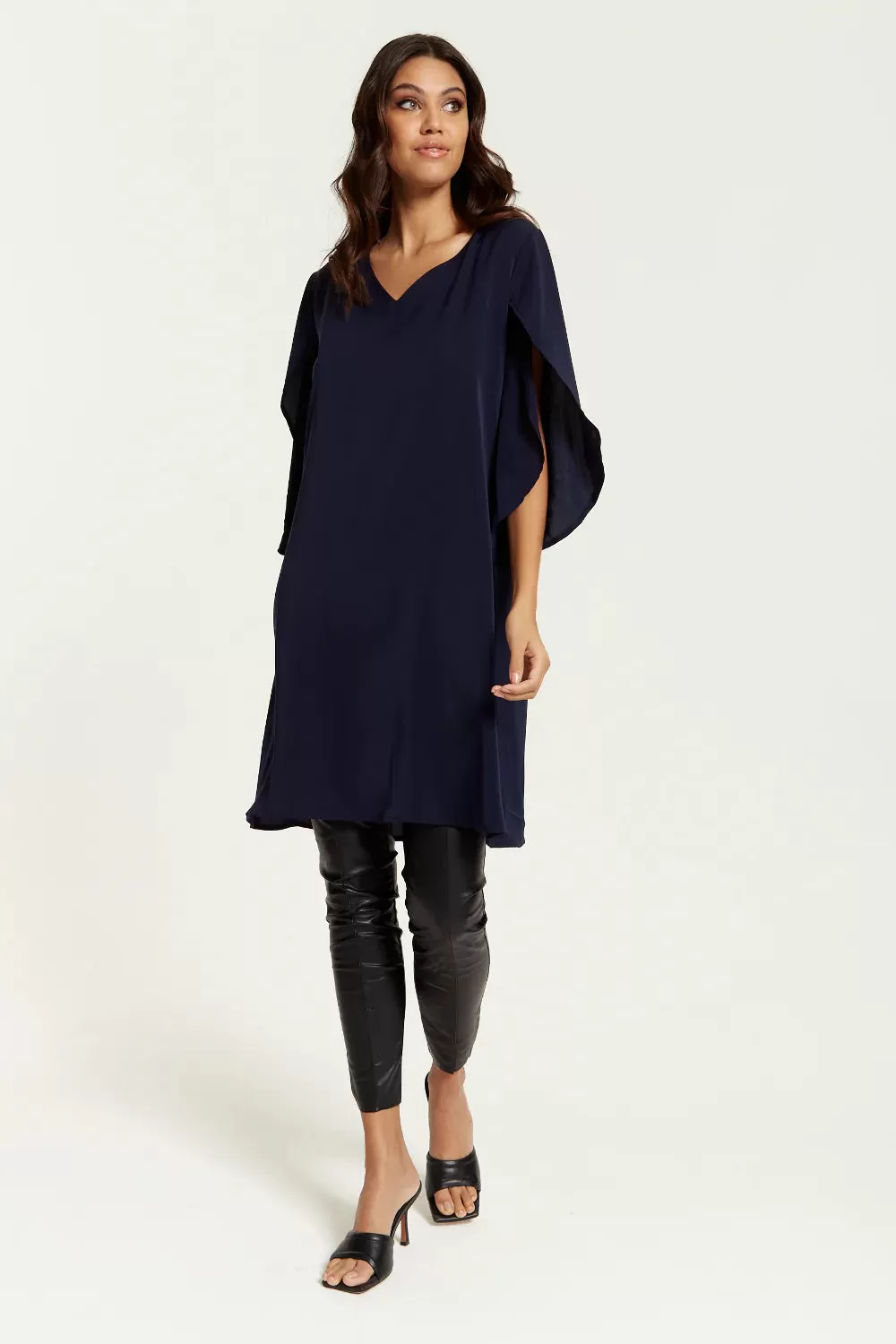 Hoxton Gal Oversized V Neck Tunic With Split Sleeves