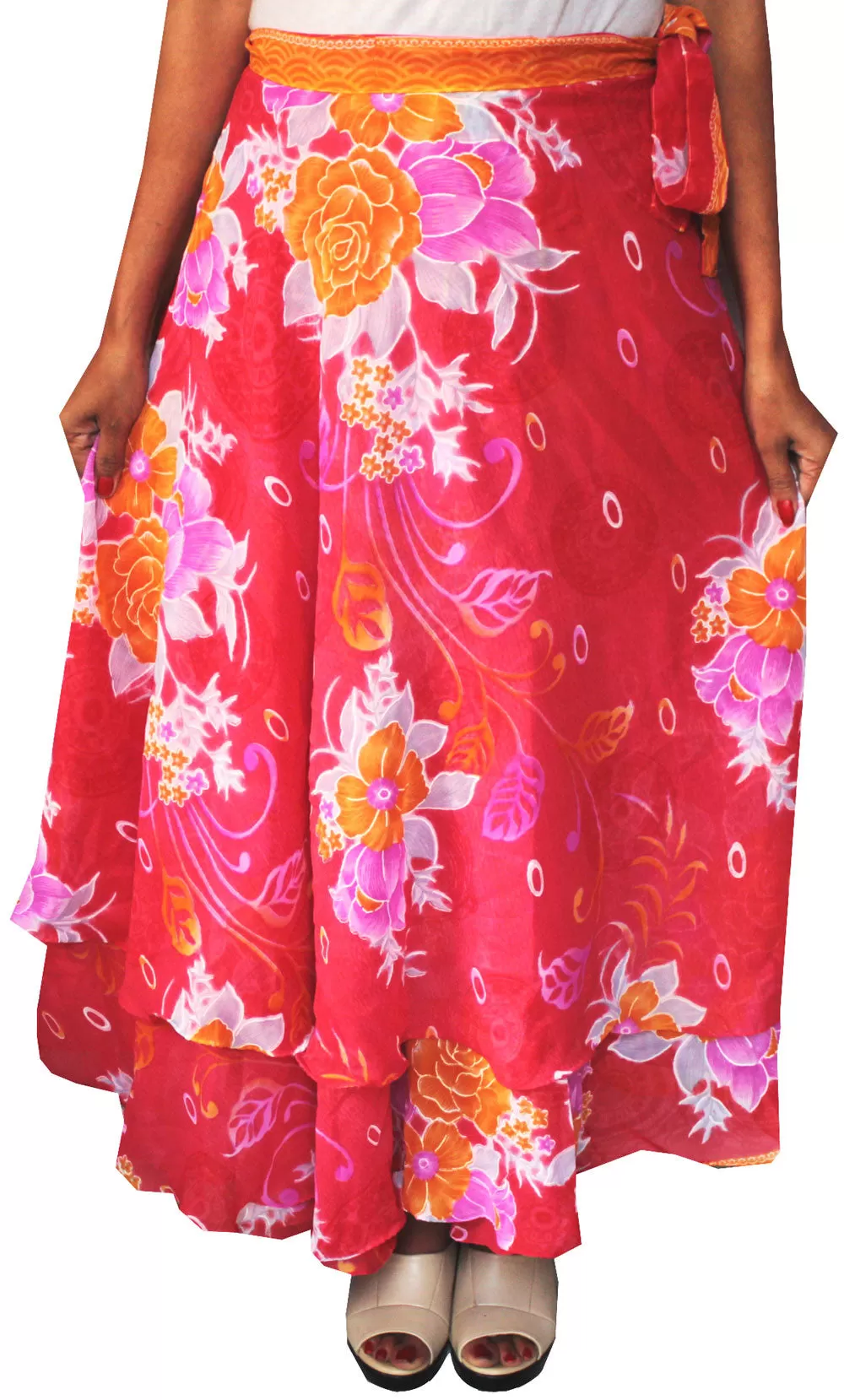 Indian Skirt Womens Wrap Around India Clothing (Pink)