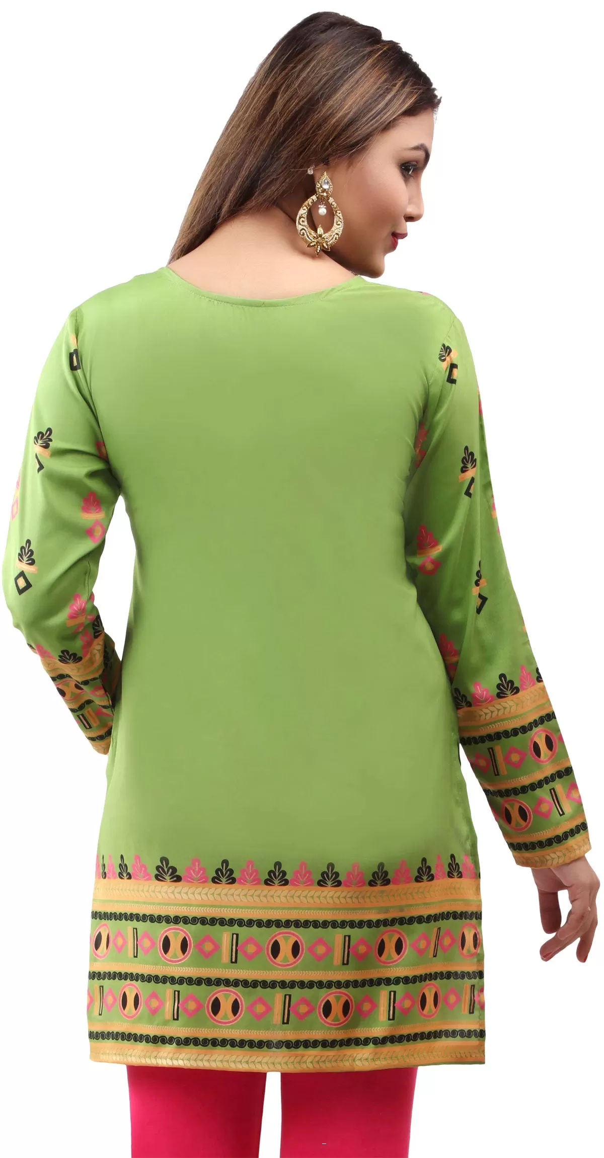 Indian Tunics Kurti Top Blouse Women's India Apparel (Green)