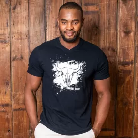 Inky Scratch Skull V-Neck Tee Mamba