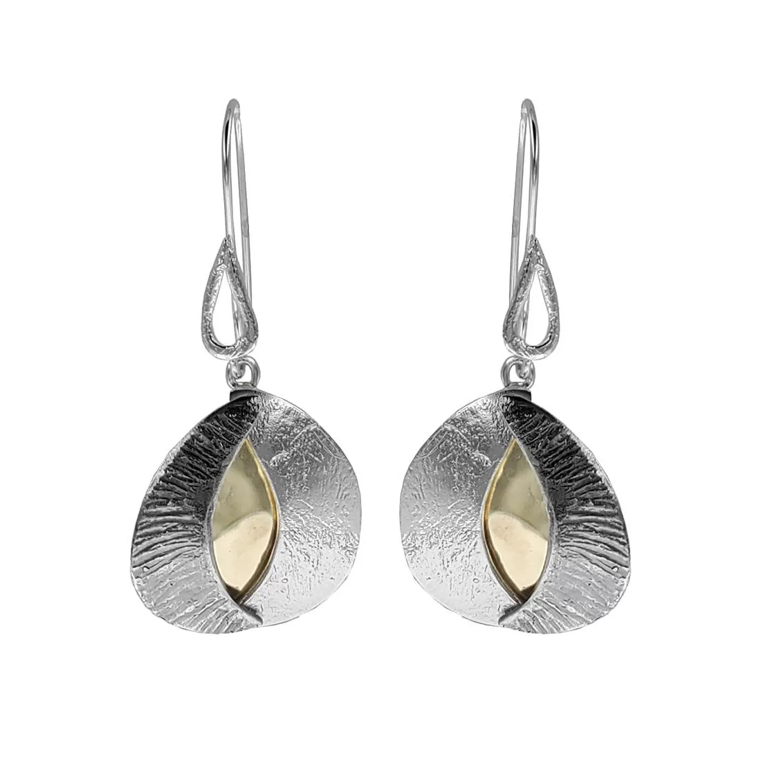 Israeli Dganit Hen Mixed Metal Layered Petal Earrings