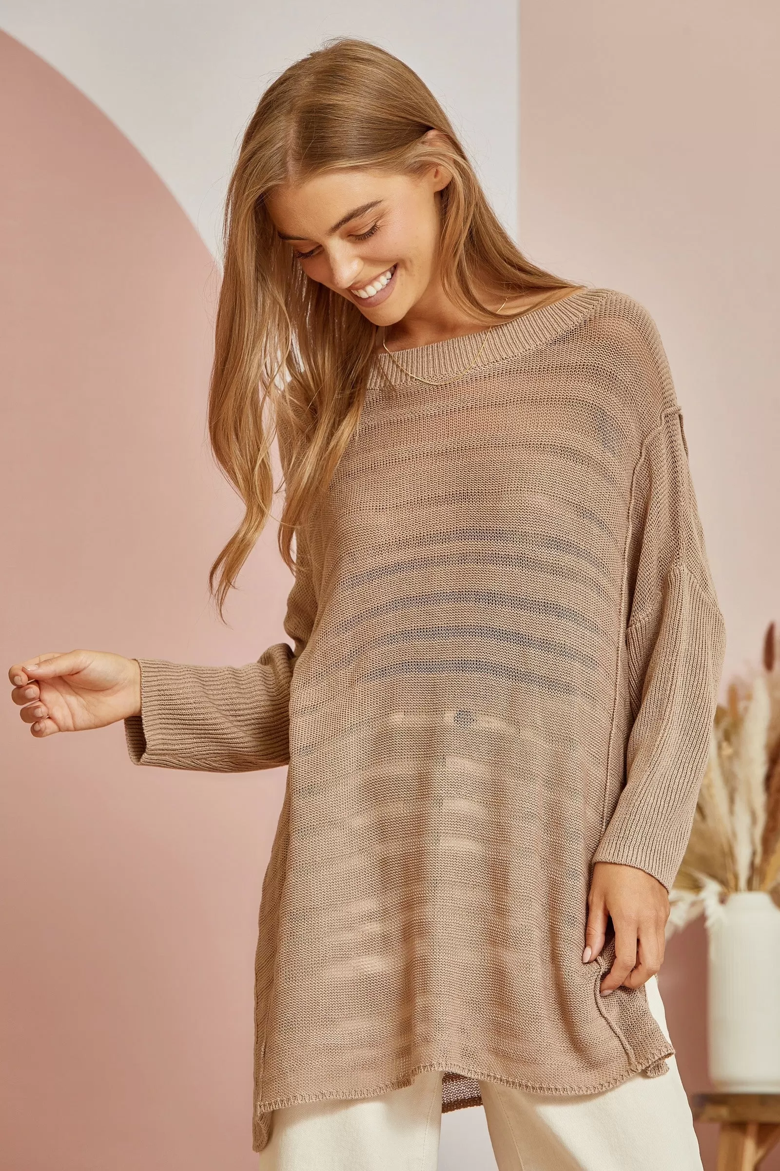 It's Worth It Tunic Sweater - Oatmeal