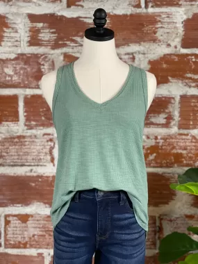 Jo Jo Ribbed Tank in Sage