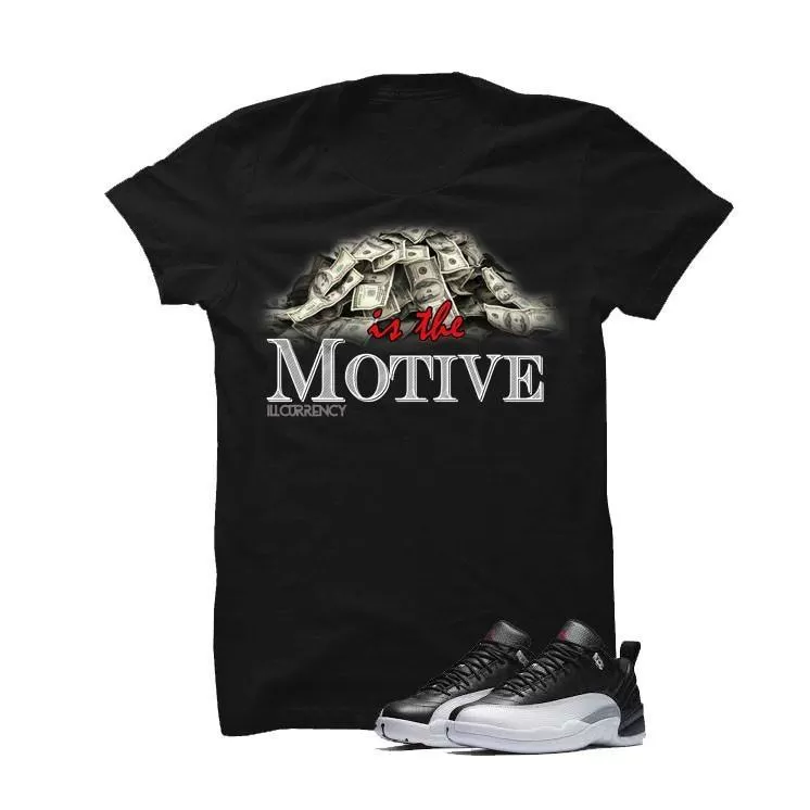 Jordan 12 Low Playoff Black T Shirt (Money Is The Motive)