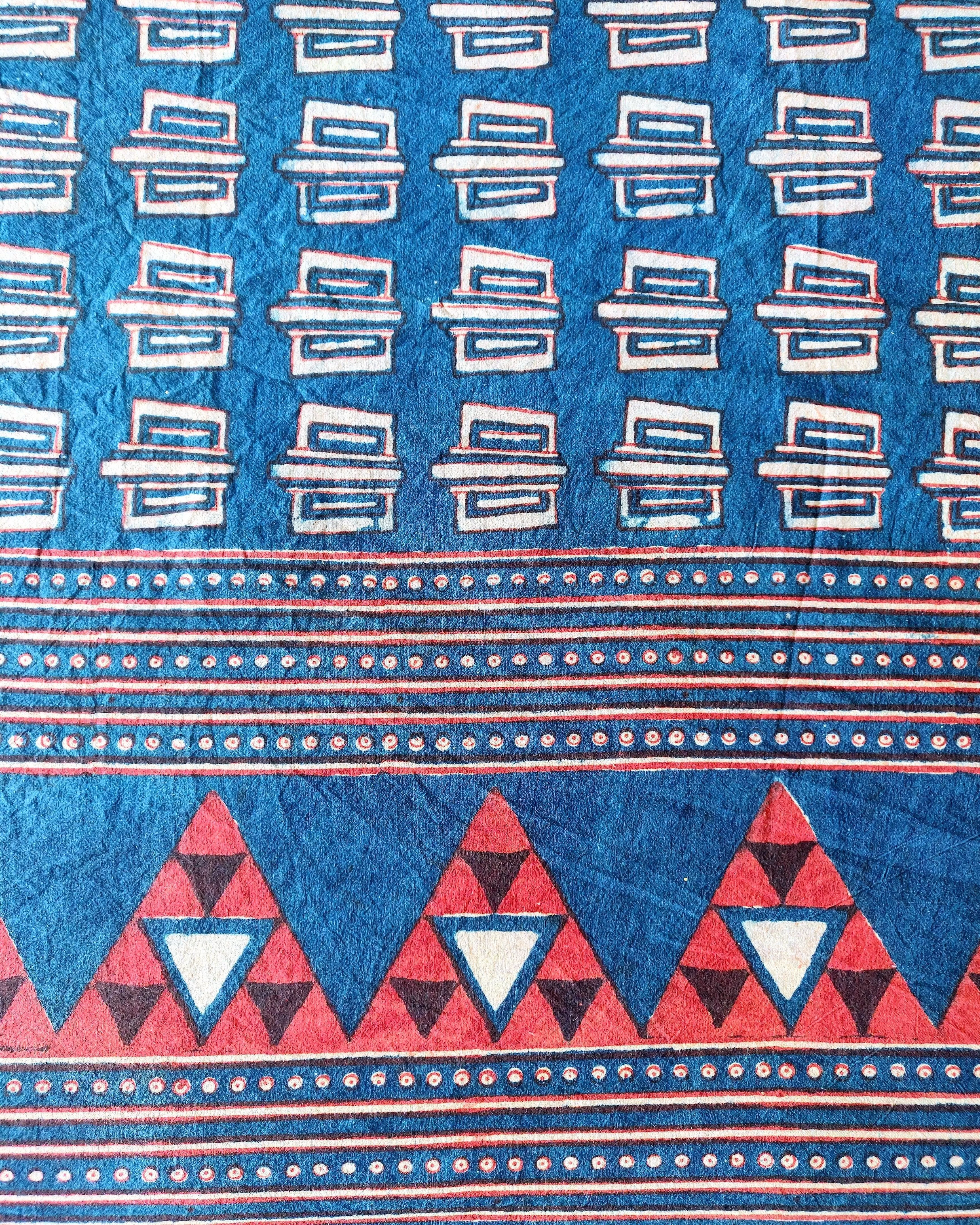 Kaisori Malhar DabU Indigo handblockprinted Balotra bedsheet