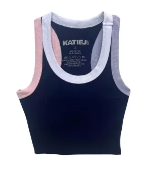 Katie J NYC Girls Evening Blue Multi Trim Livi Tank