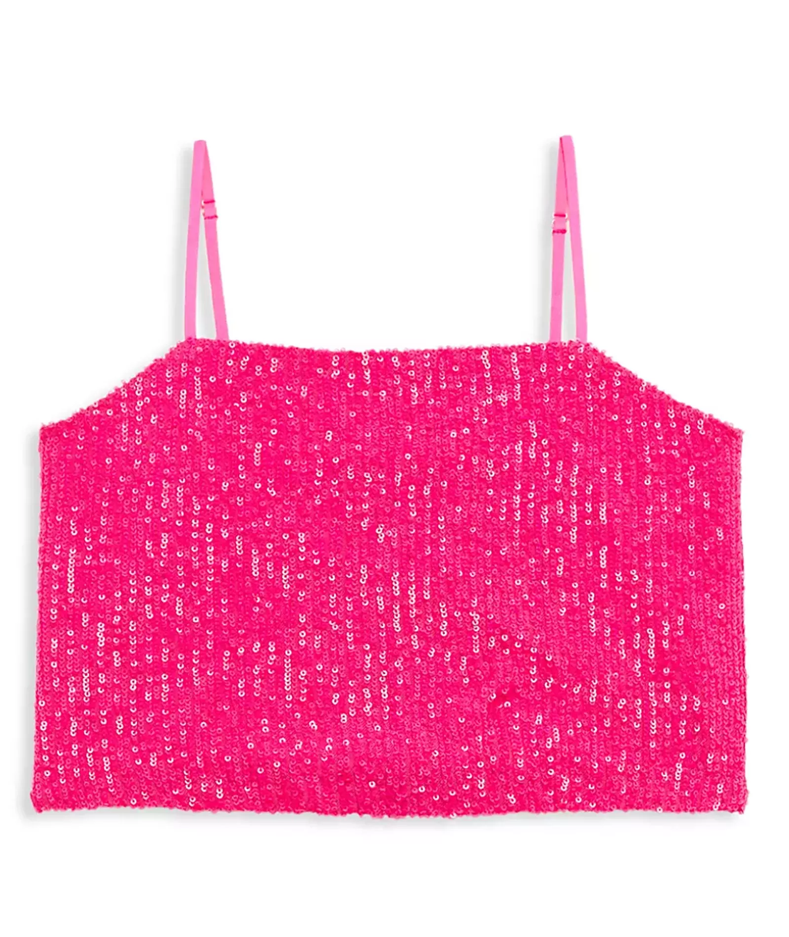 Katie J NYC Girls Taylor Sequin Top Neon Pink