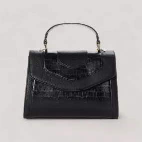 KENNEDY | Black Croco Trim Mini Satchel