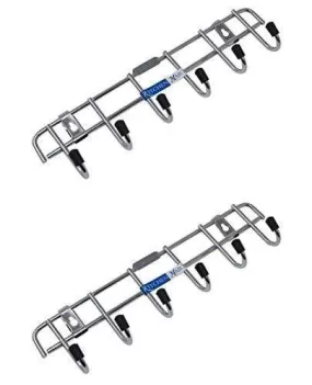 Kitchen Mart Stainless Steel Hook Rail 6-Pins, Coth hanger / Laddle hanger / Key Hanger / Towel Hanger (Pack of 2)