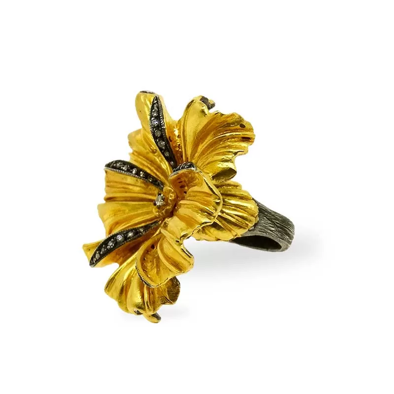 Kurtulan Gold and Diamond Floral Ring