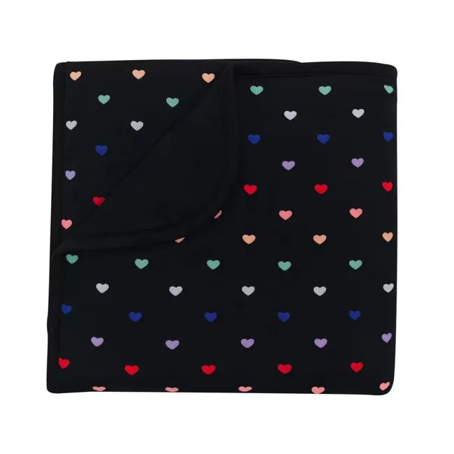 Kyte Baby Printed Baby Blanket in Midnight Rainbow Heart