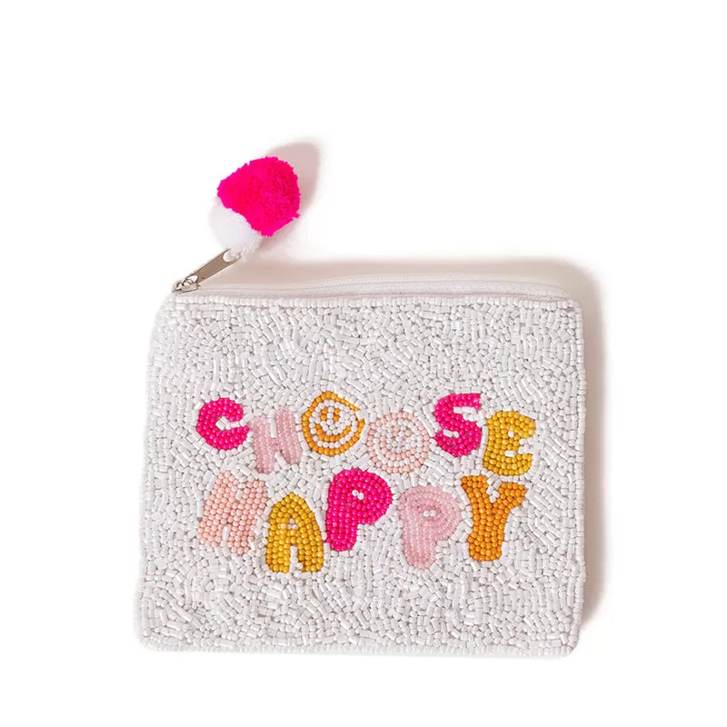 LA CHIC DESIGNS | Choose Happy Beaded Coin Pouch