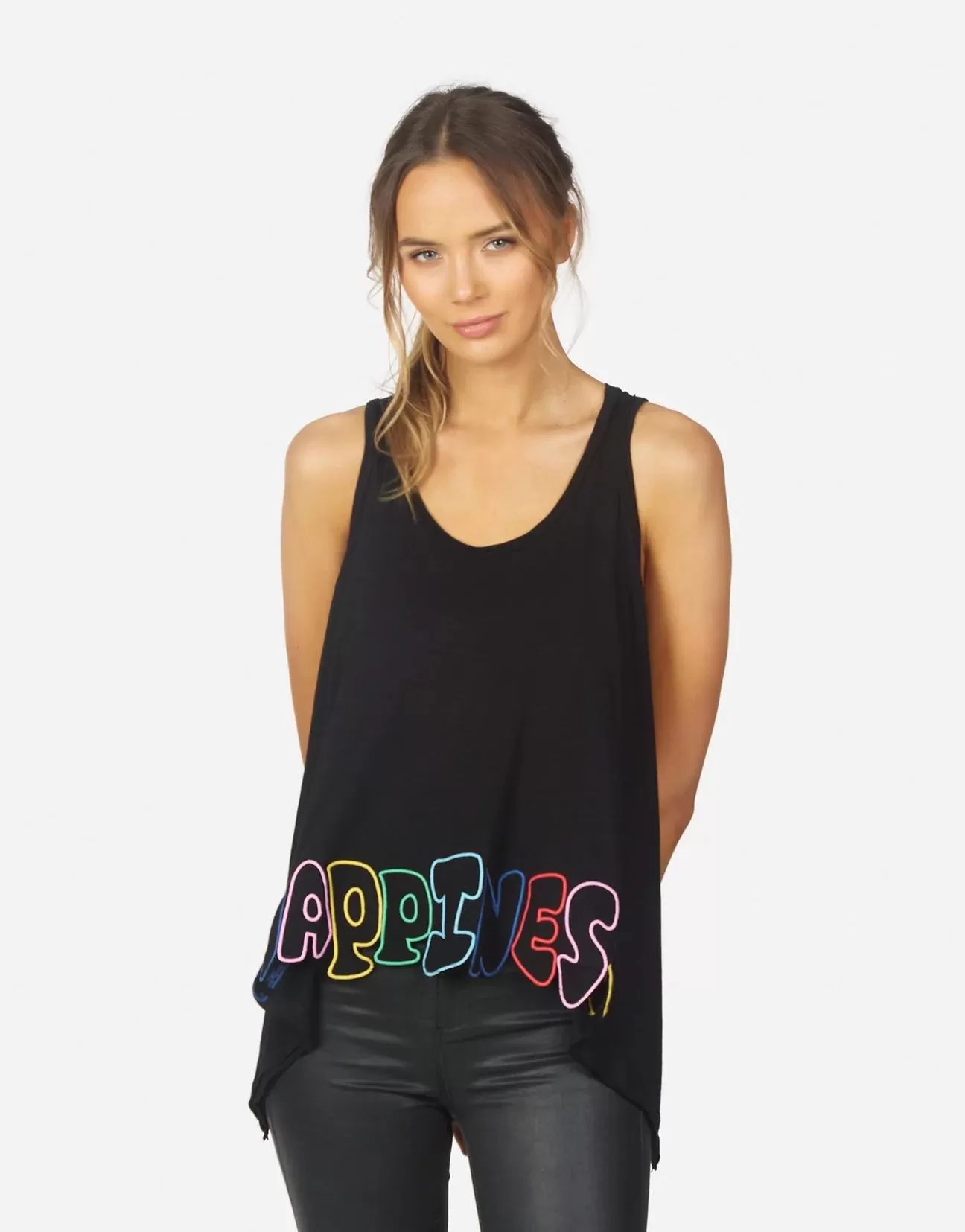 Lauren Moshi  Gladys Happiness Embroidery Vest Top