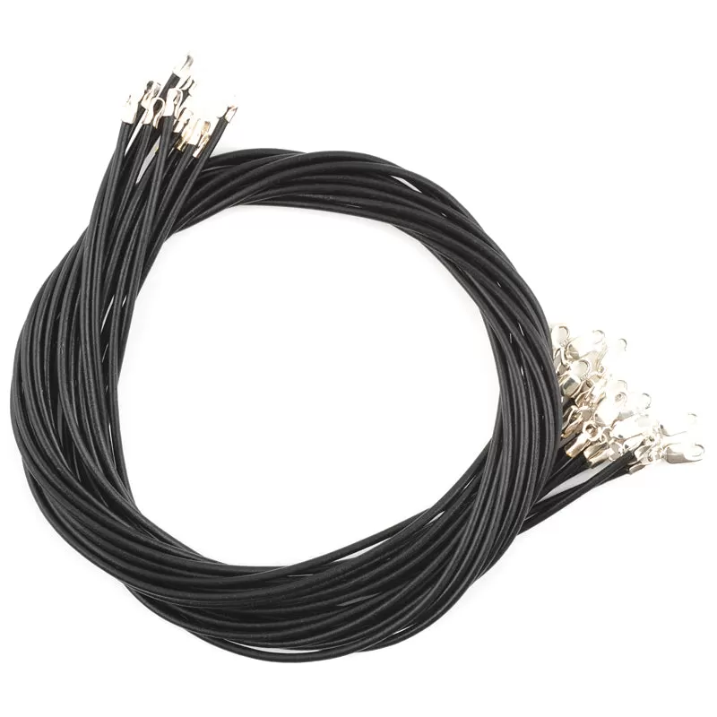 Leather Necklace-1.5mm Leather Cording with Sterling Silver Lobster Clasp-Black-18 Inches