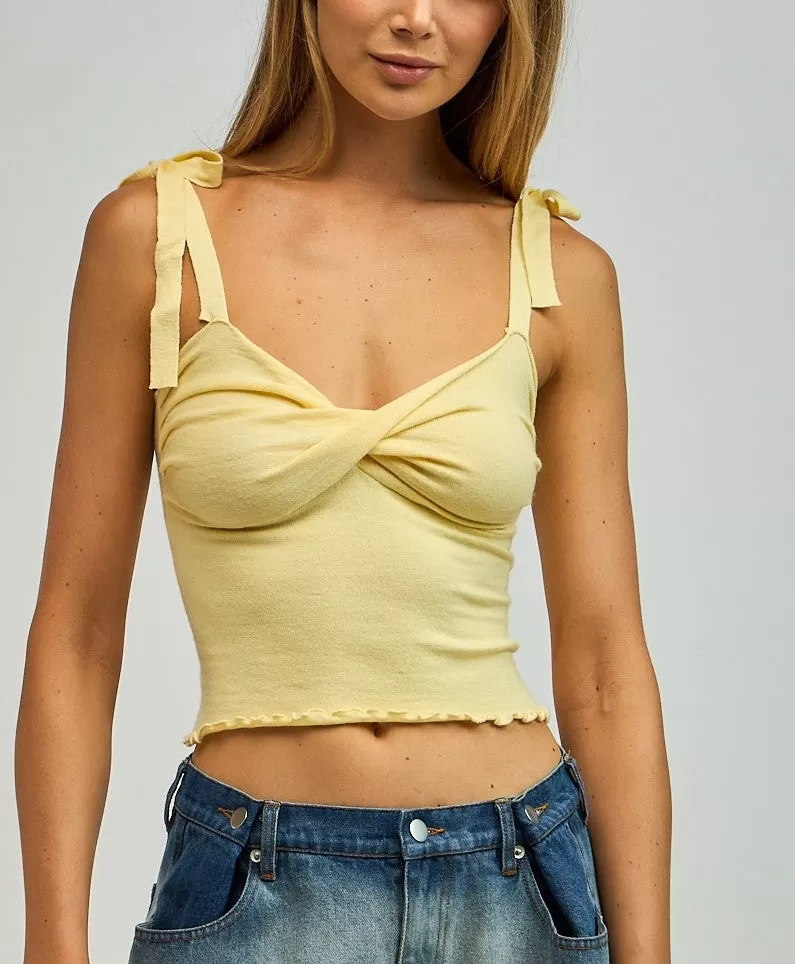 Lily Twist Front Ruffle Trim Top