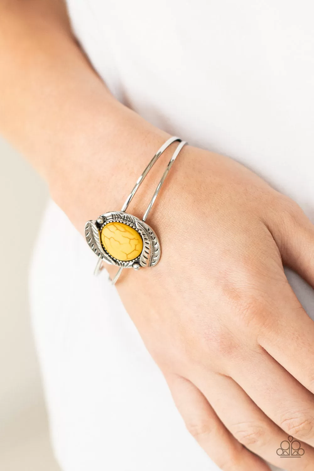 Living Off The BANDLANDS - Yellow Paparazzi Bracelet