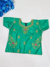 Lovely Green Color Heavy Embroidery Satin Silk Girls Lehenga Choli With Dupatta