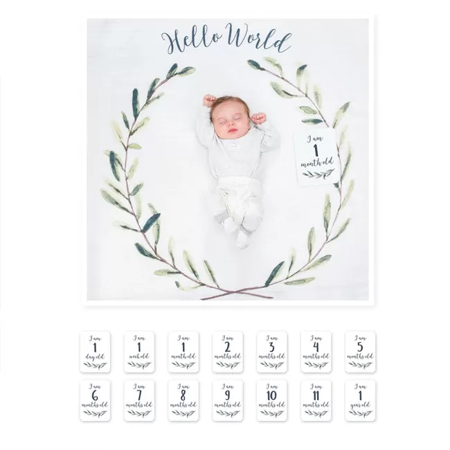 Lulujo Baby's 1st Year Photo Set - Hello World Wreath