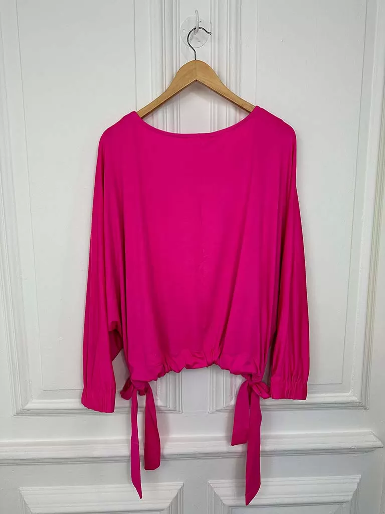 Malissa J Drawstring Tie Top - Pink