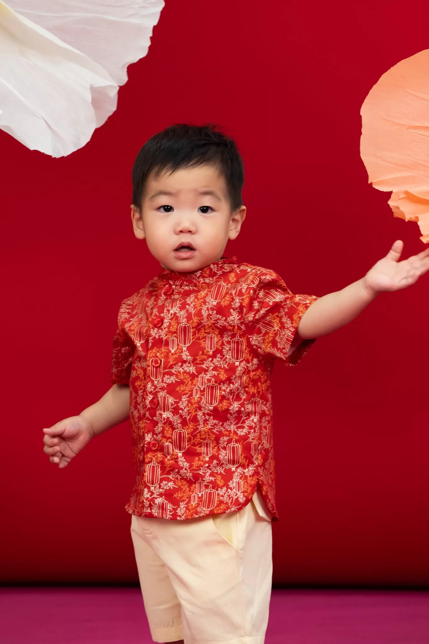 Mandarin-collared Shirt - Red Lanterns