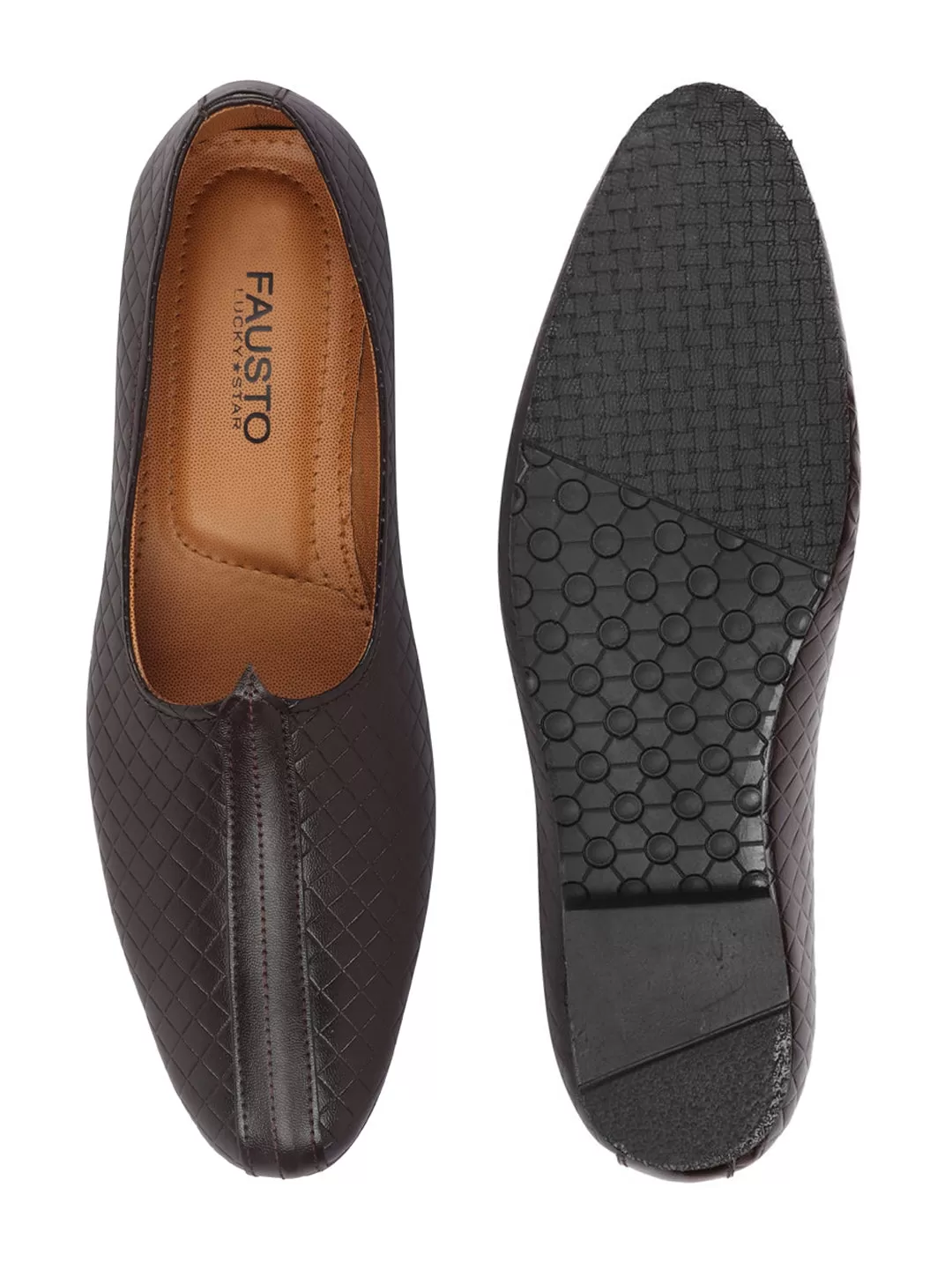 Men Brown Ethnic Slip-On Juttis