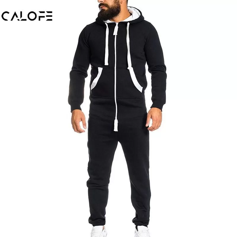 Men Running Sets Thickening Sports Jumpsuit Hoodie Outdoor Suit