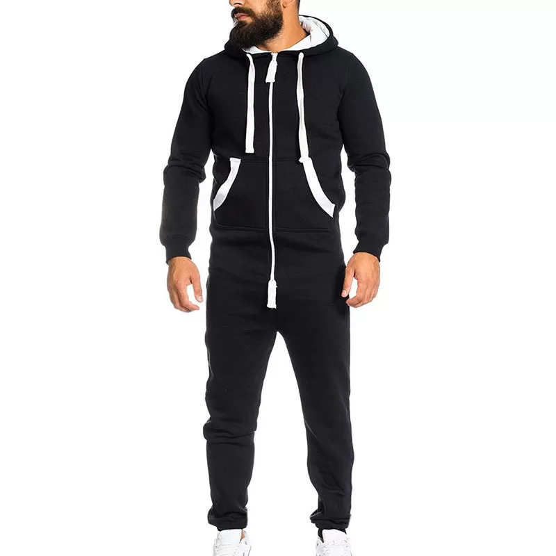 Men Running Sets Thickening Sports Jumpsuit Hoodie Outdoor Suit