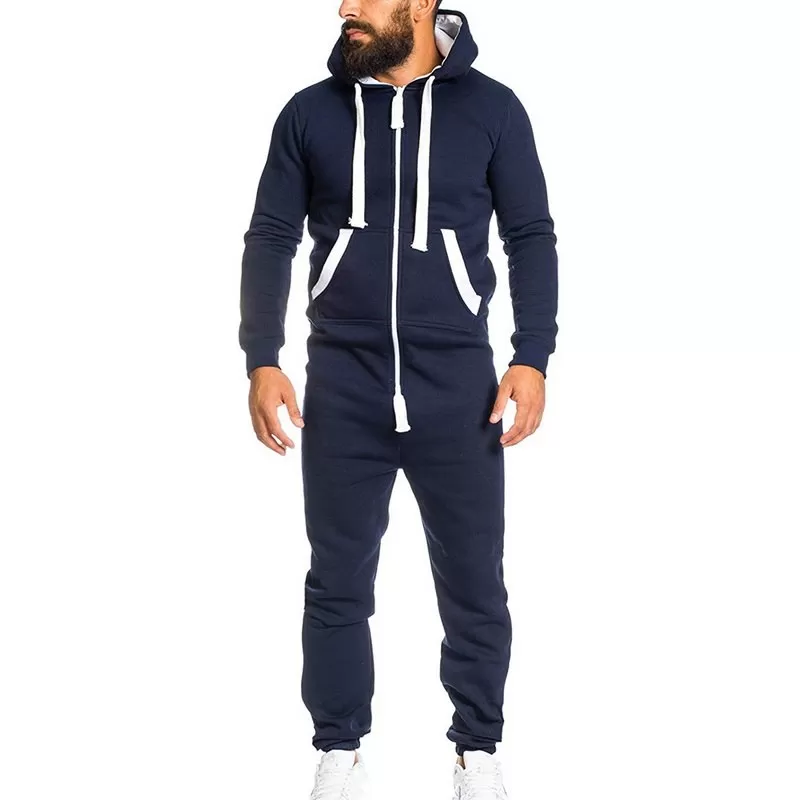 Men Running Sets Thickening Sports Jumpsuit Hoodie Outdoor Suit