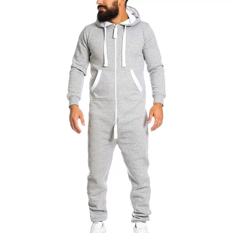 Men Running Sets Thickening Sports Jumpsuit Hoodie Outdoor Suit