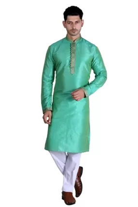 Men's Embroidered Pure Silk Kurta Pajama Set