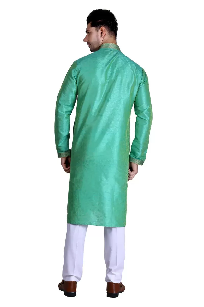 Men's Embroidered Pure Silk Kurta Pajama Set