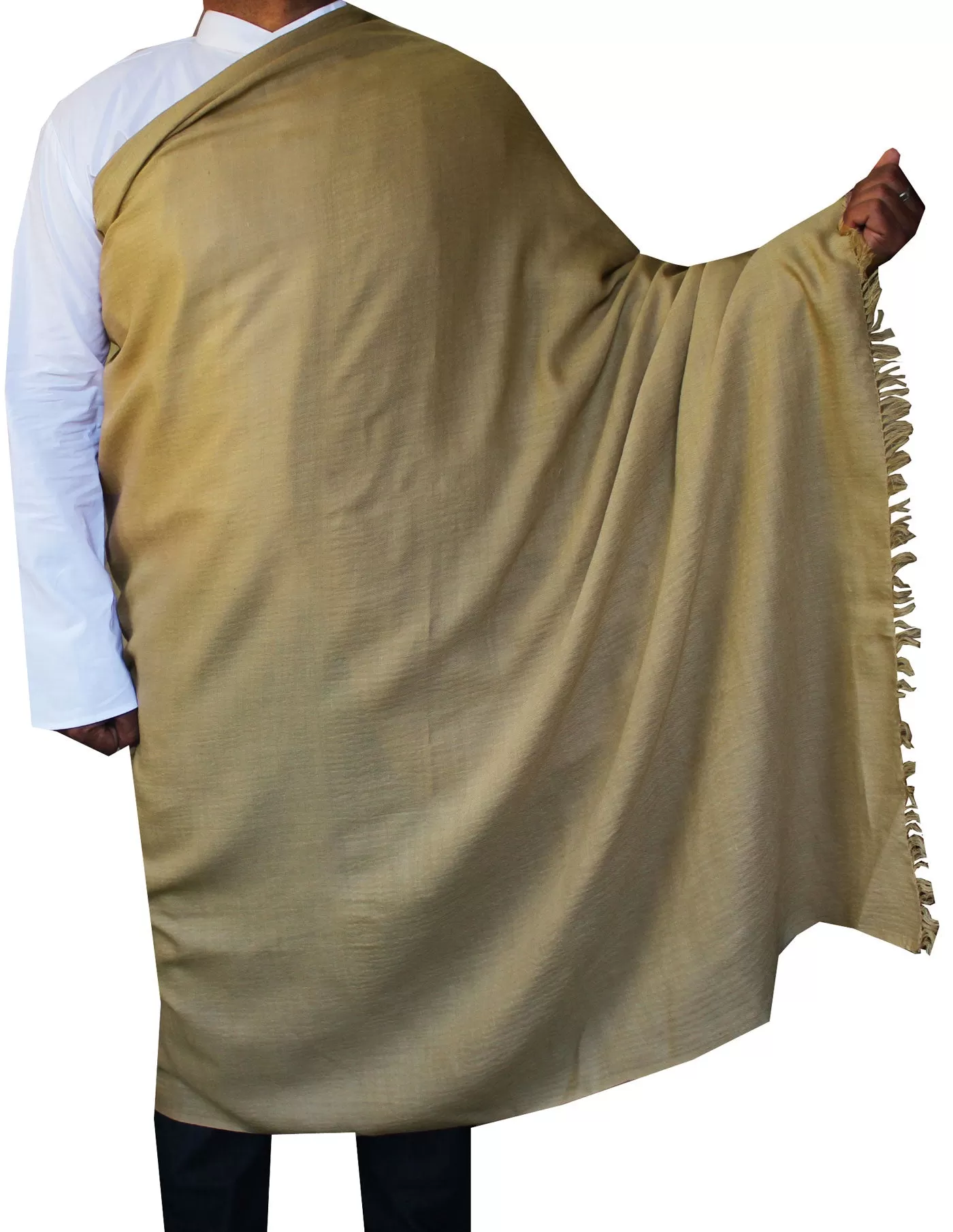 Mens Large Prayer Indian Shawls Pure Wool Winter India Clothes (Light Brown)