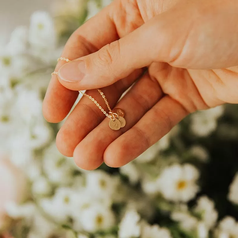 Mini Birth Flower Stacker Necklace | 1/4 Disc