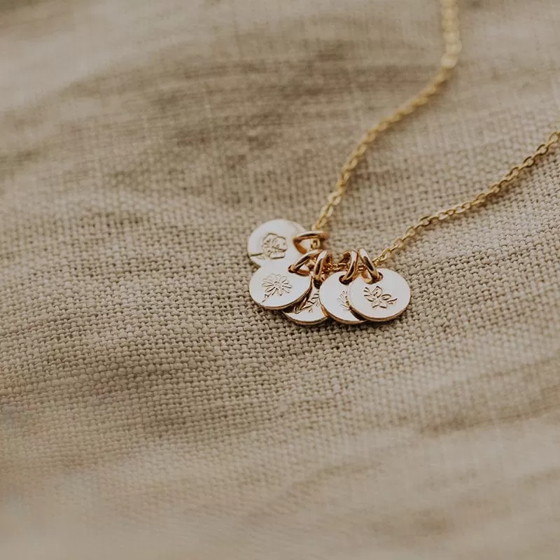 Mini Birth Flower Stacker Necklace | 1/4 Disc