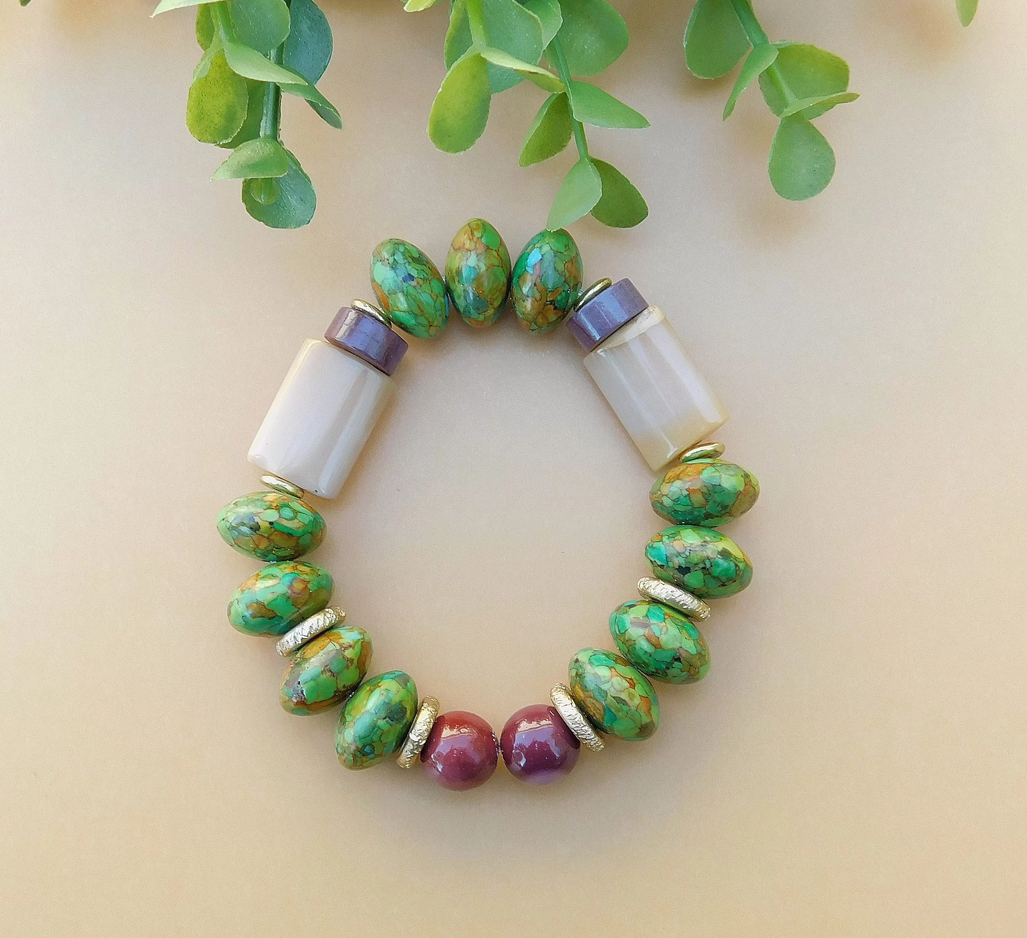 Mosaic Green Turquoise Magnesite Bracelet