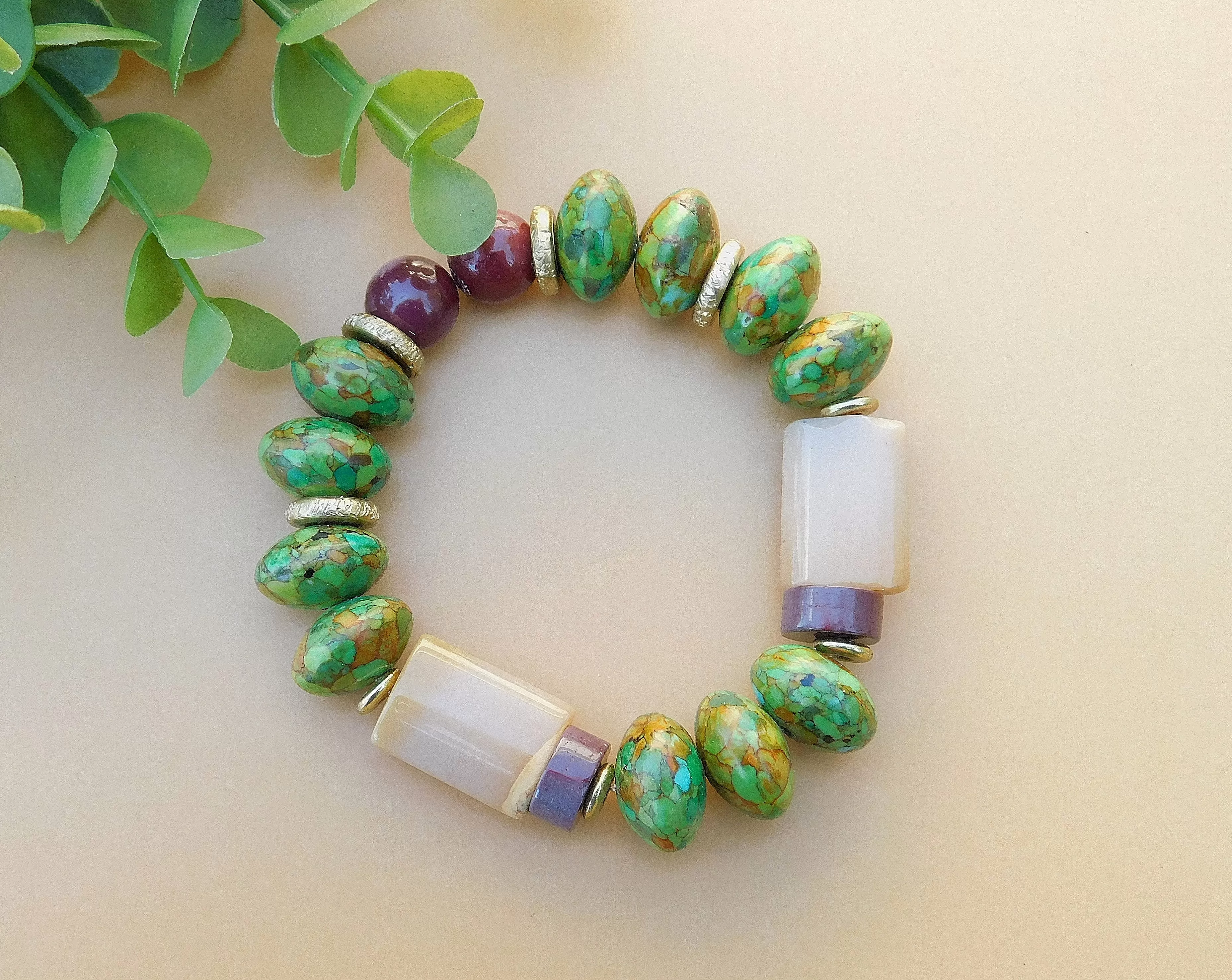 Mosaic Green Turquoise Magnesite Bracelet