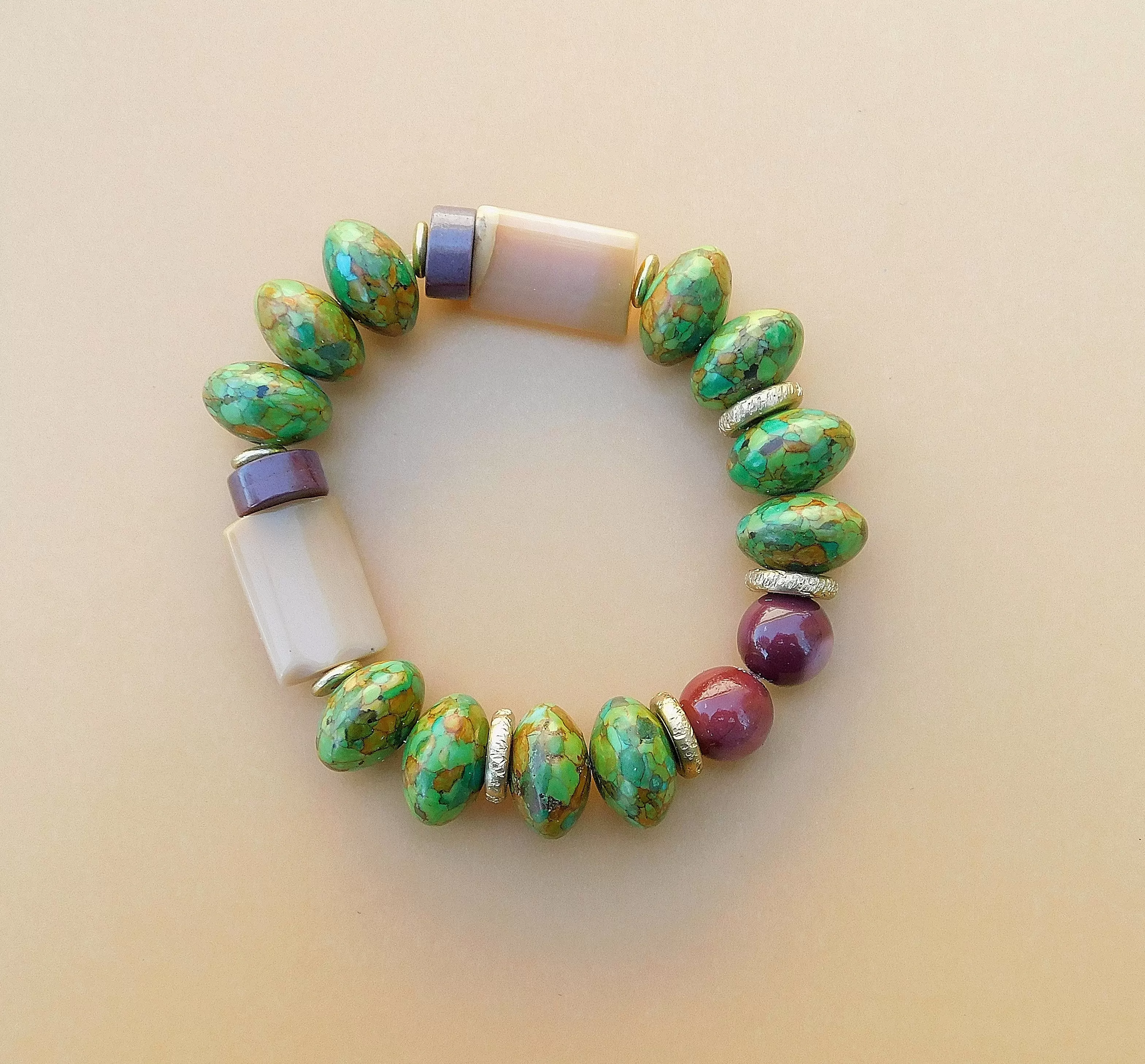 Mosaic Green Turquoise Magnesite Bracelet