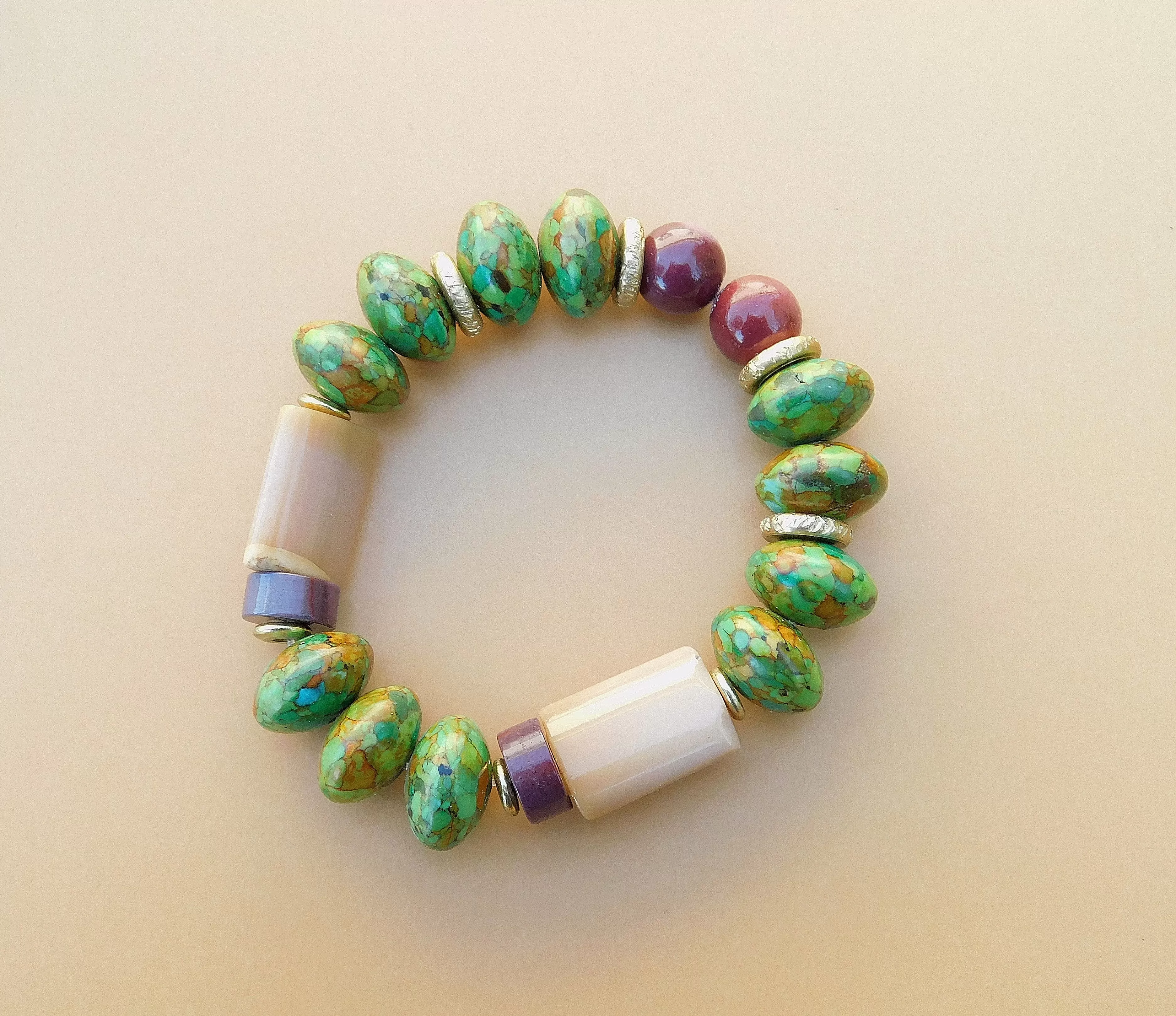 Mosaic Green Turquoise Magnesite Bracelet