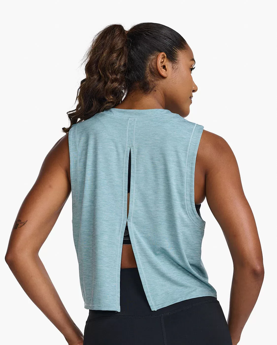 Motion Crop Tank Chambray