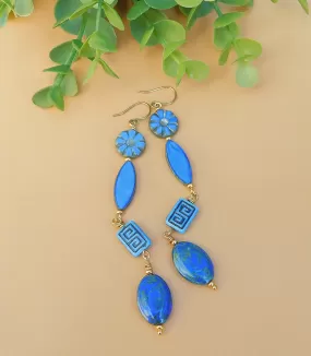 Multi-Czech Blue Earrings