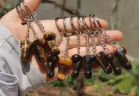 Natural Tiger Eye Penis Keychain/Keyring