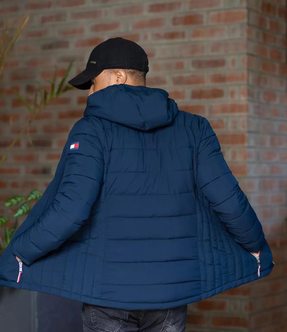 Navy puff jackets