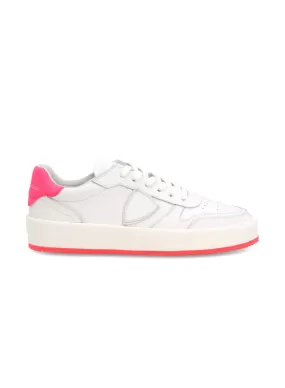 Nice Low Woman in Veau Neon Blanc Fucshia